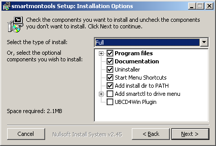 Smartmontools installation options