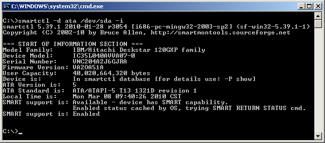 Hard disk information