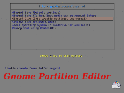 GParted Live options