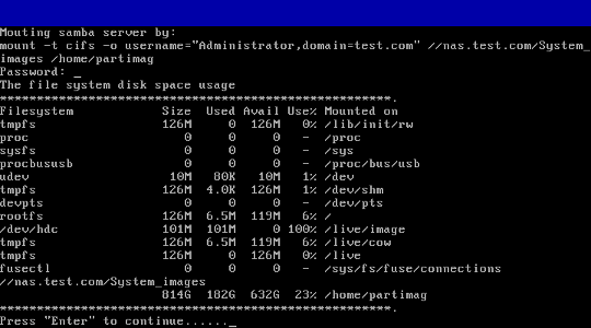 File system disk space usage