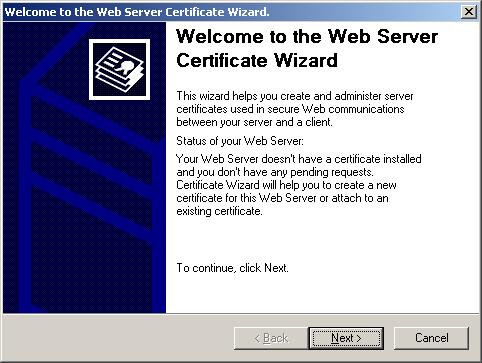 Web Server Certificate Wizard