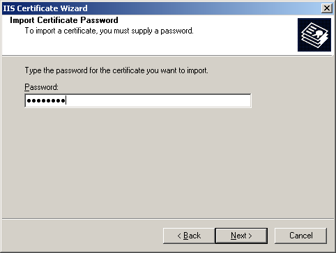 Import Certificate Password