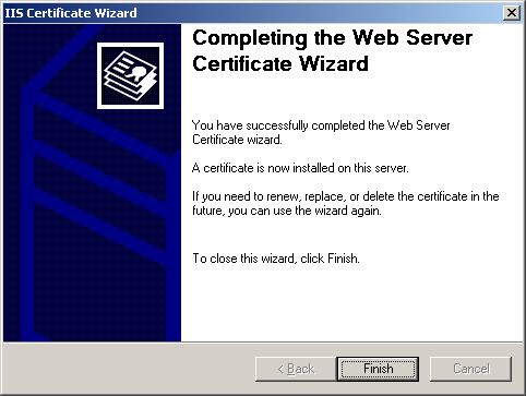 Completed Certificate Wizard